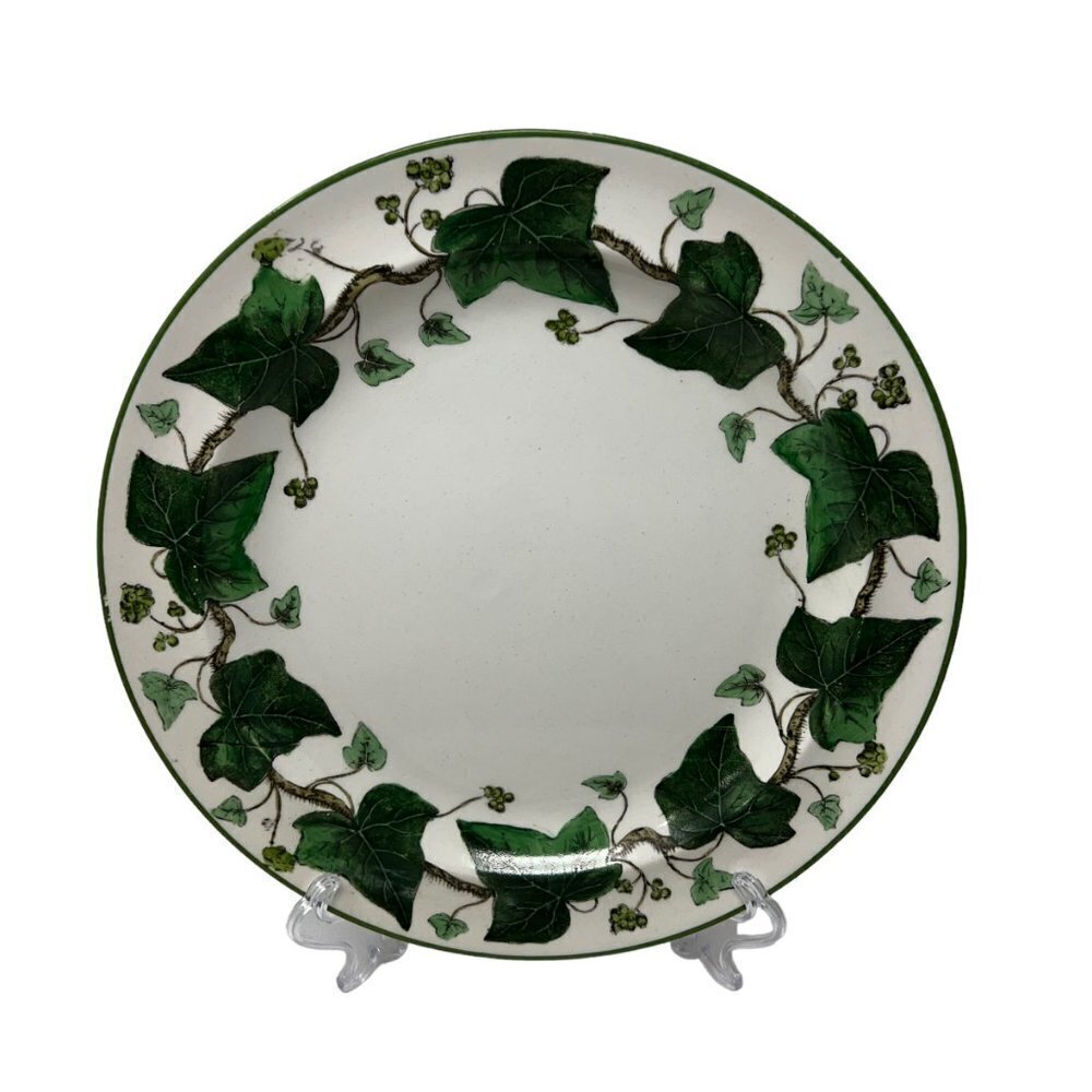 Antique‎ Early 1900s Wedgwood Napoleon Ivy Green Queens Ware Luncheon Plate 9" D